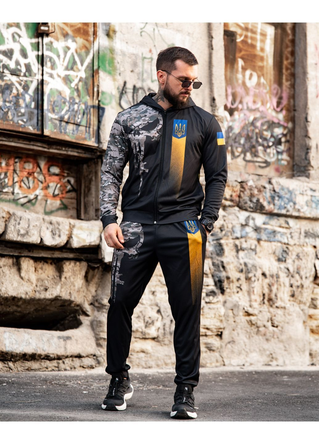 Чоловічі мілітарі спортивний костюм з черепом чорний весна/осінь No Brand (363222685)