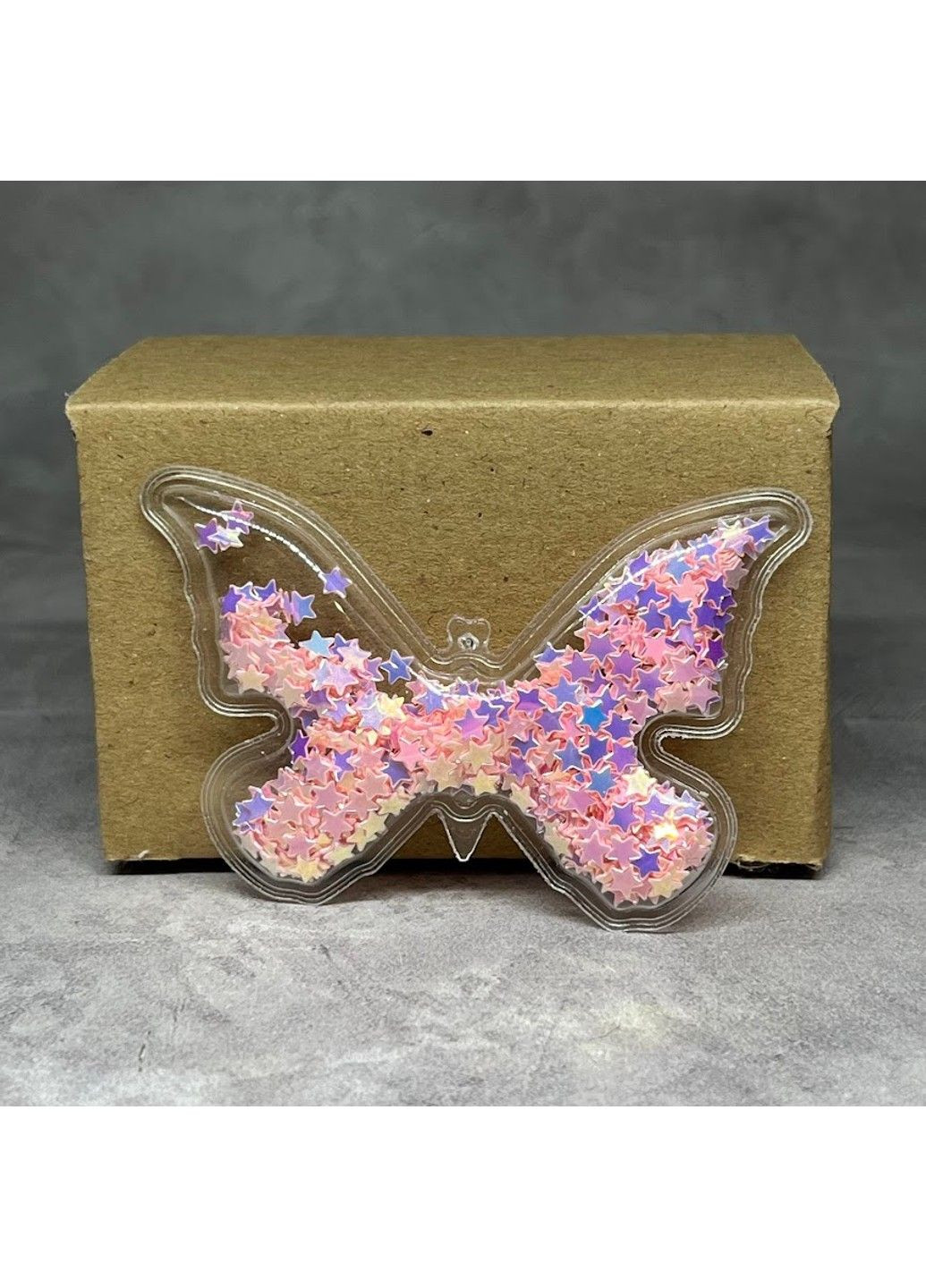 Силиконовая аппликация с пайетками (розовая звездочка) - Бабочка, 7*4,5 см, арт 014312, 1 шт No Brand (325696657)