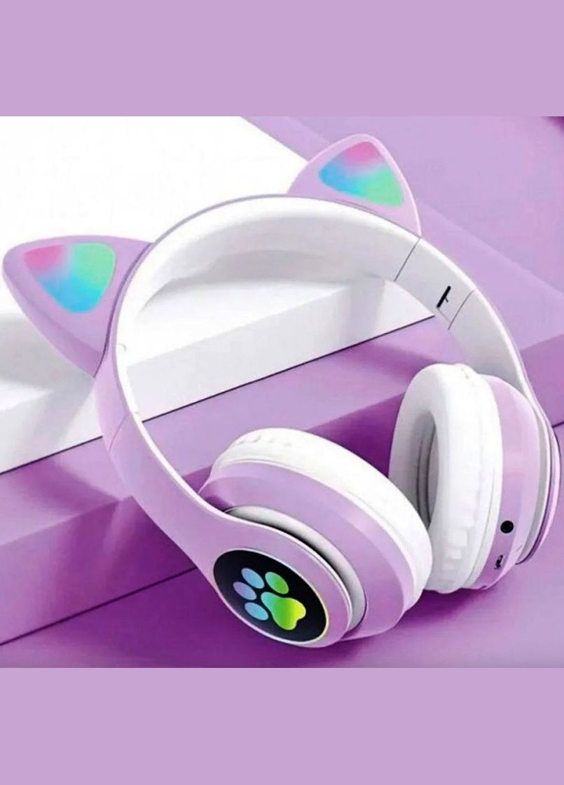 Бездротові дитячі Bluetooth навушники Ear VZV-23M з котячими вушками Бузкові Cat (358885594)
