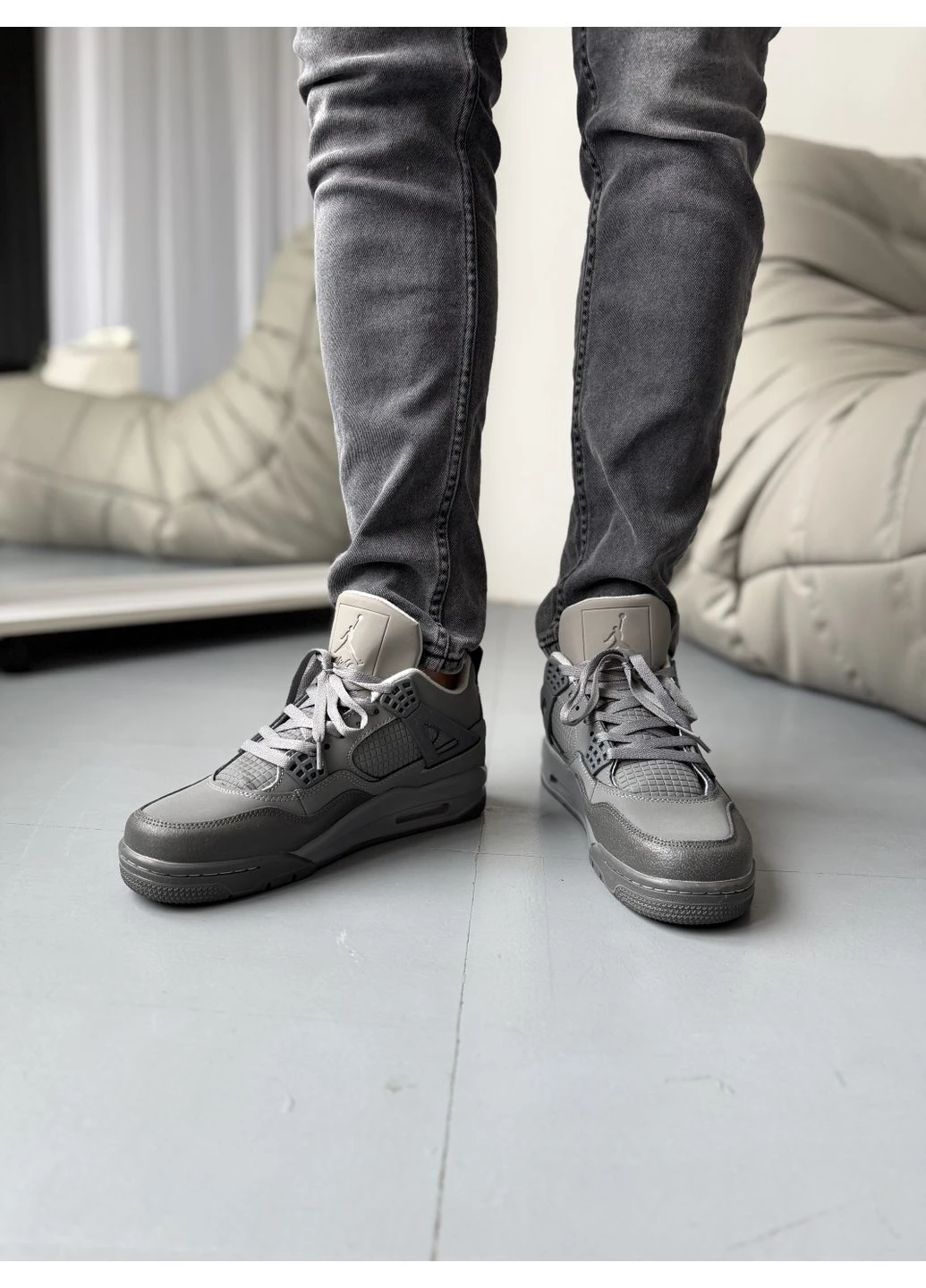 КРОССОВКИ ЖЕНСКИЕ NIKE 4 RETRO SE WET CEMENT НАЙК АИР РЕТРО No Brand комбинированные демисезоны (392020002)