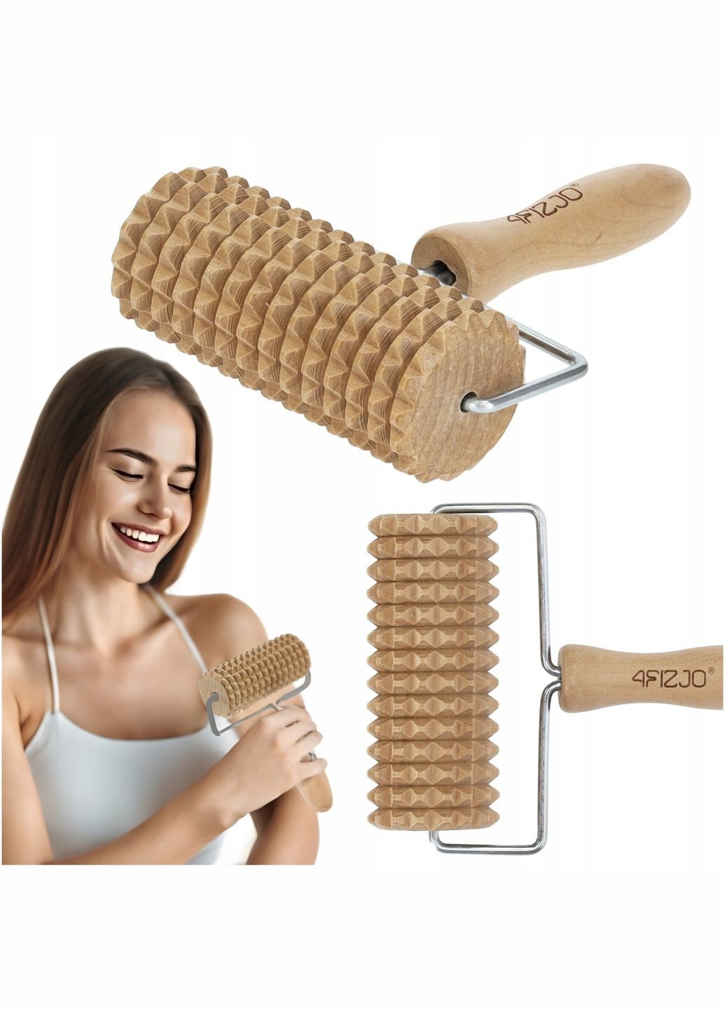 Масажний ролик для тіла ручний, дерев'яний () 4FIZJO P-5905973400251 (360890098)
