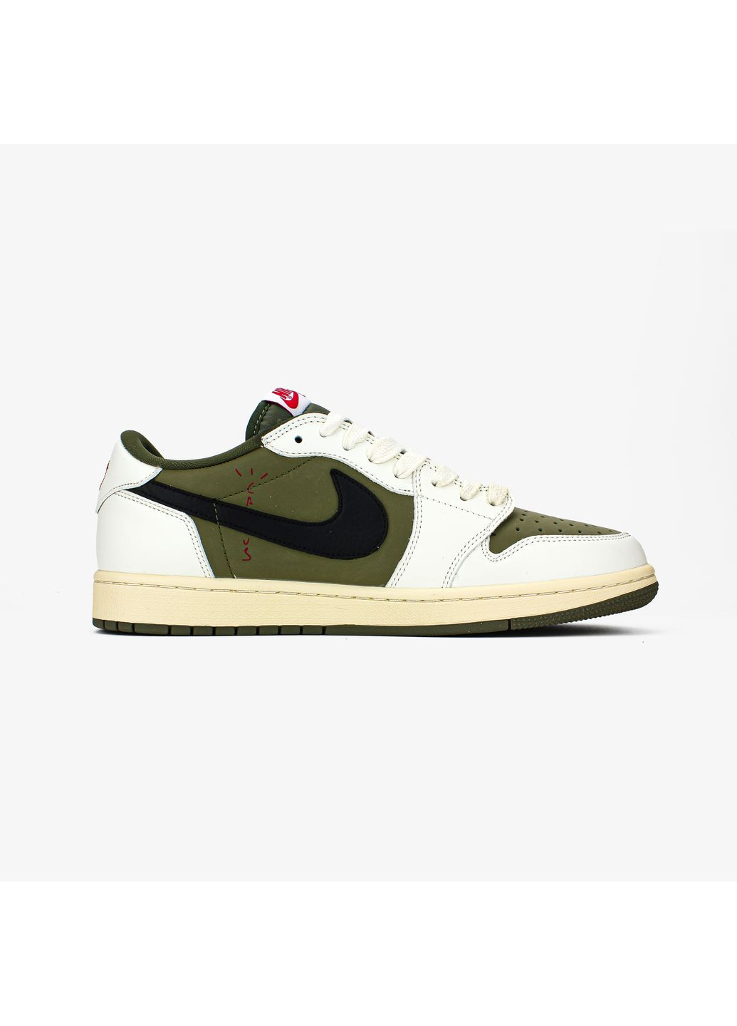 Кроссовки женские и мужские Nike Air Jordan 1 Retro Low OG SP Travis Scott Khaki White Black | Найк Аир Джордан 1 Ретро хаки No Brand хаки демисезоны (369370206)