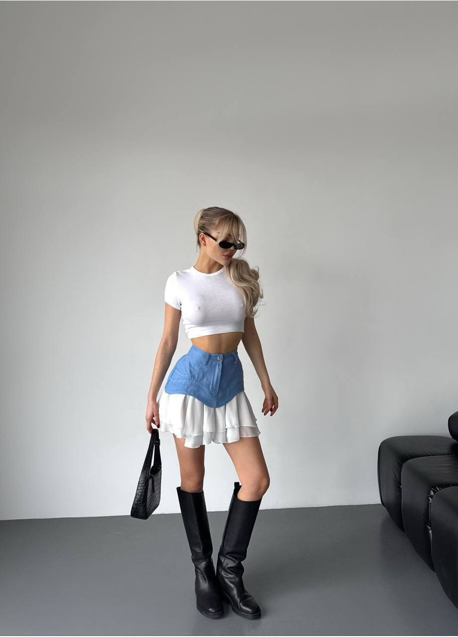 Жіноча міні-спідниця зі складками Україна (355803440)