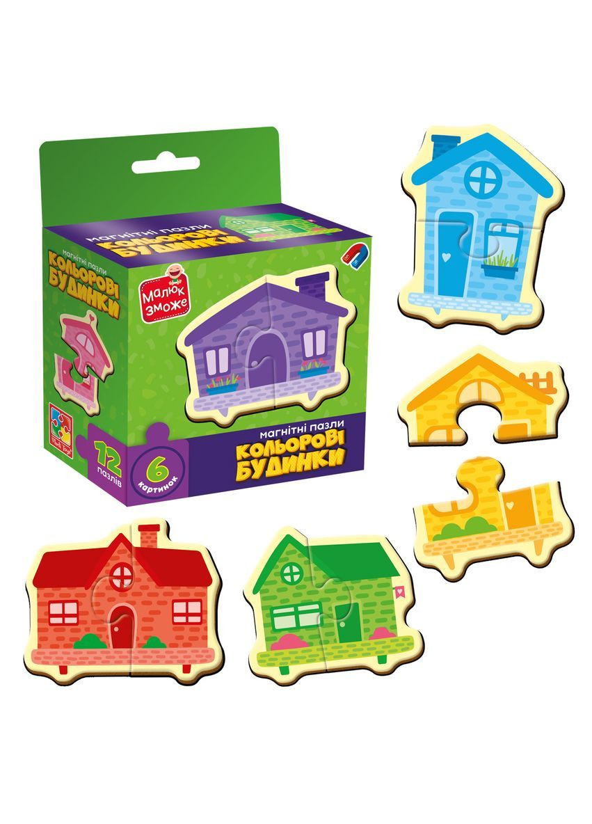 Магнитные пазлы "Цветные домики" развивающая игра VT1733-03 Vladi toys (365957040)