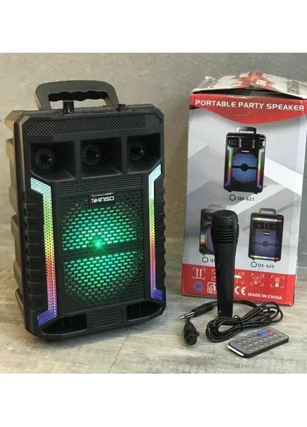 Портативна колонка Kimiso QS-627 з мікрофоном та світломузикою Kipo (372640048)