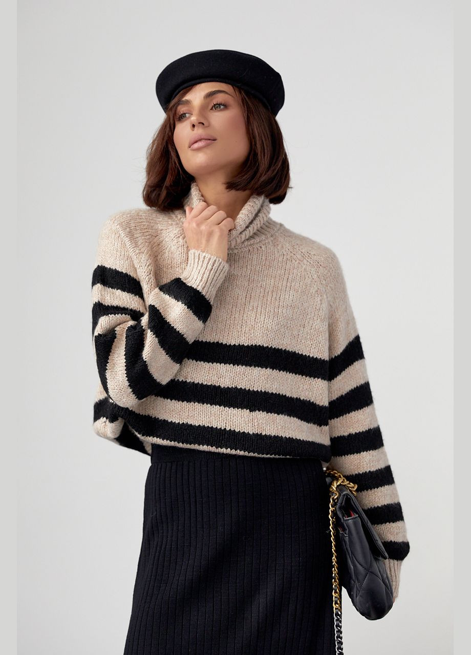 В'язаний жіночий светр у смужку 4612 Lurex (280910360)