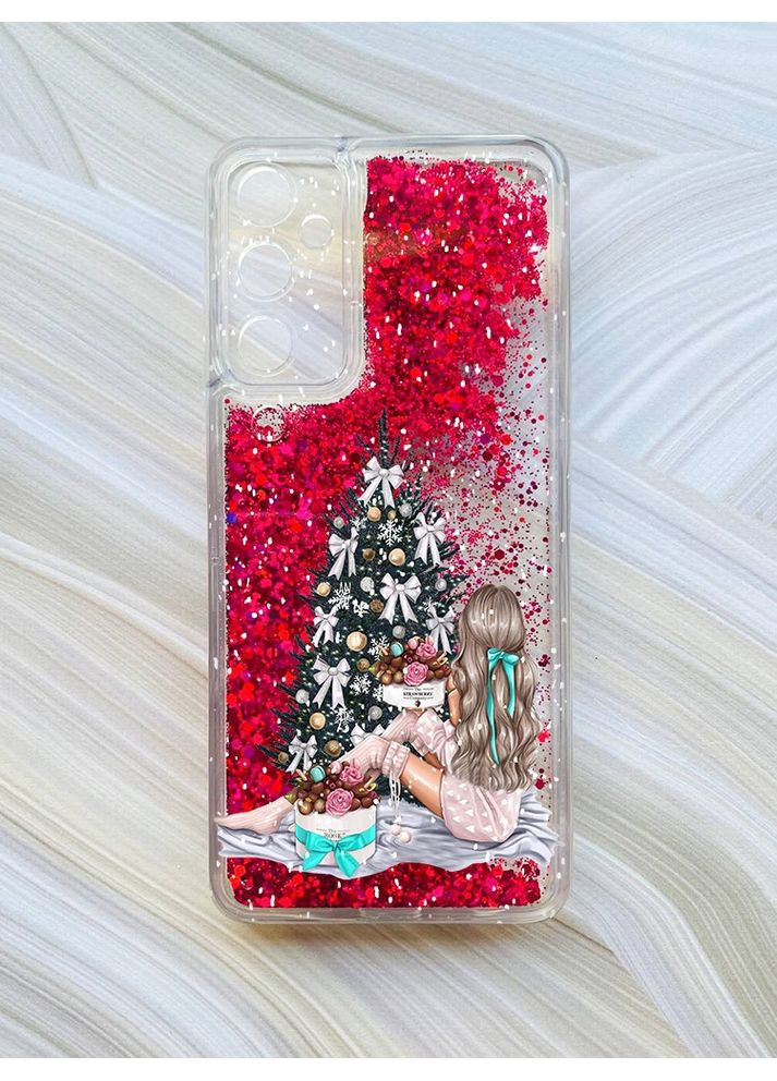 Чехол с плавающими блестками на Samsung Galaxy A05s (A057) Девушка возле ёлки (принт 139) CASE CONTROL (362968950)