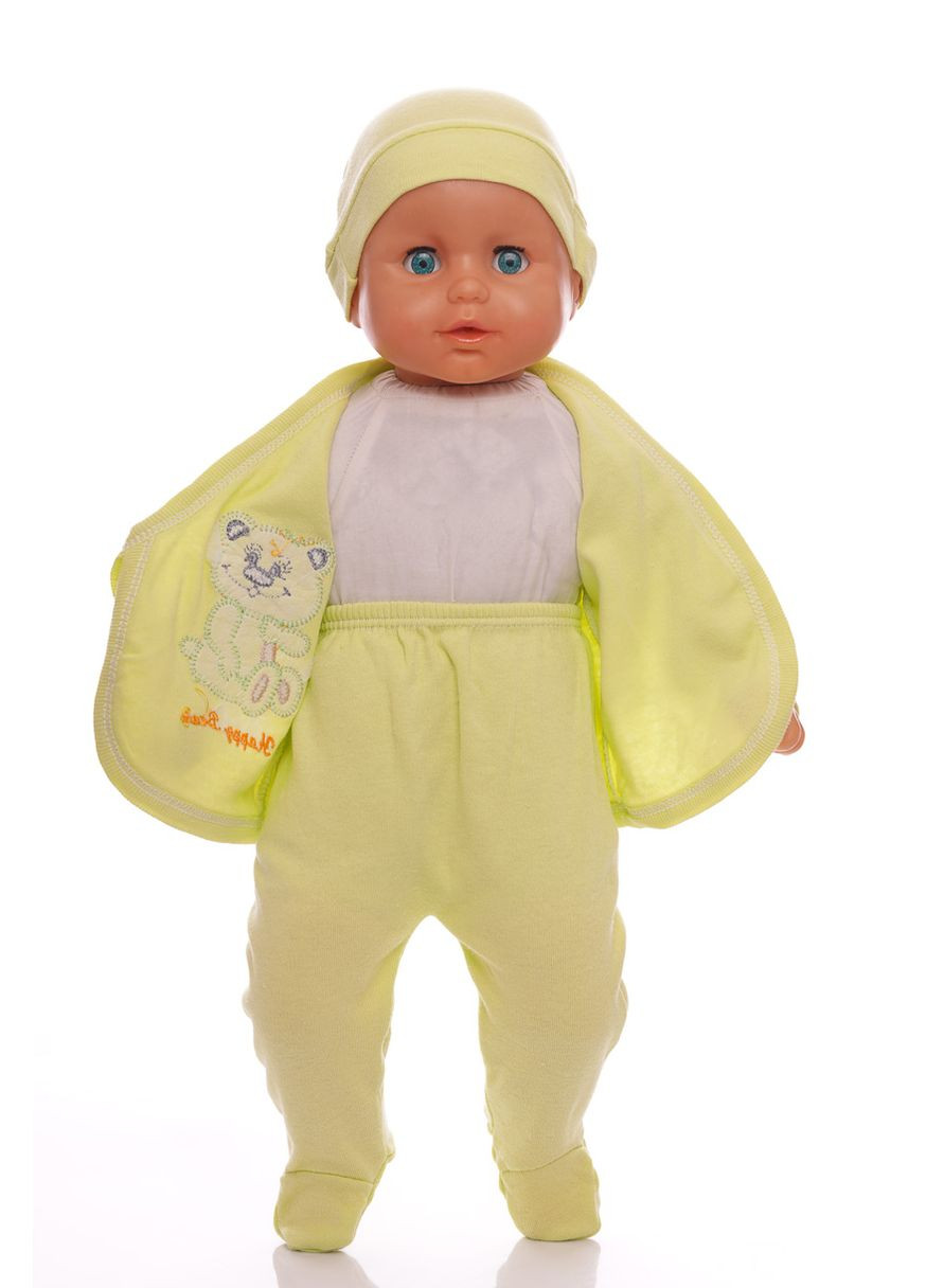 Зеленый комплект ползунки, распашонка, шапочка трикотажные в коробке bear салатовый 62 см (40214) BABYKROHA