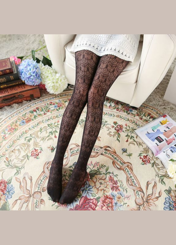 Колготки вінтажні мереживні чорні No Brand (315401610)