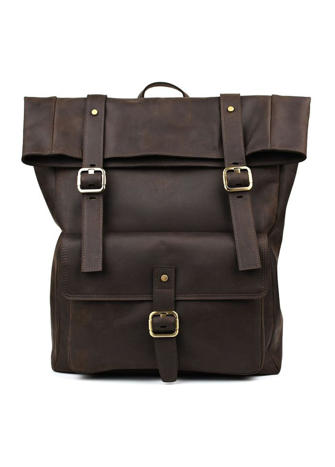 Рюкзак мужской для ноутбука кожаный ролл P3171 Коричневий Tiding (306373188)