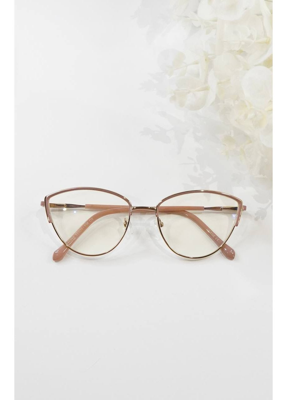 Жіночі металеві окуляри лисички для корекції зору +3.75 Антиблік БлюБлокер Verse (371813122)