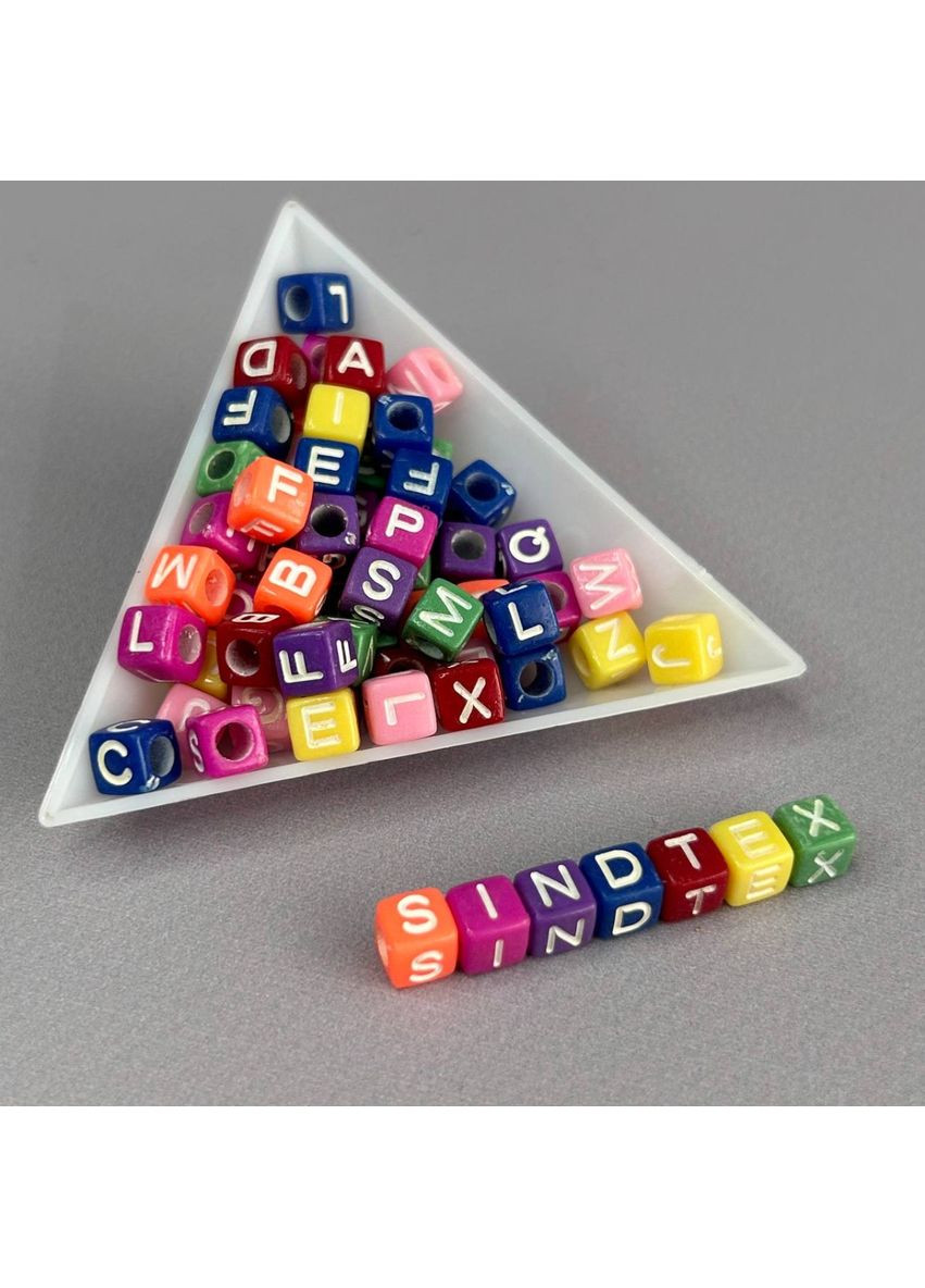 (20 г) Намистини пластикові куб АЛФАВІТ 6 мм - Кольоровий мікс No Brand (356509773)