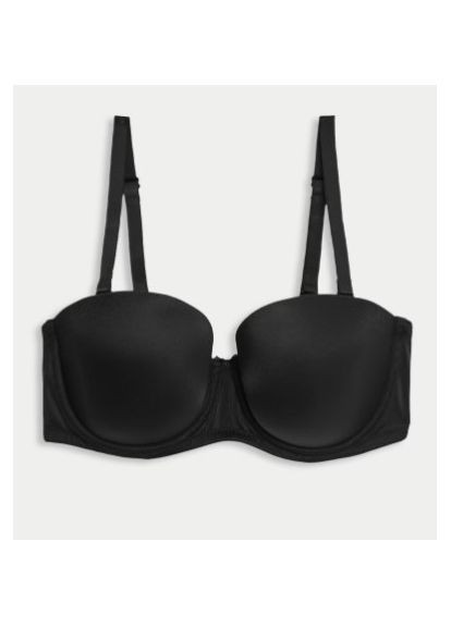 Чёрный балконет бюстгальтер со съемными бретелями Marks & Spencer с косточками полиамид, полиэстер, эластан