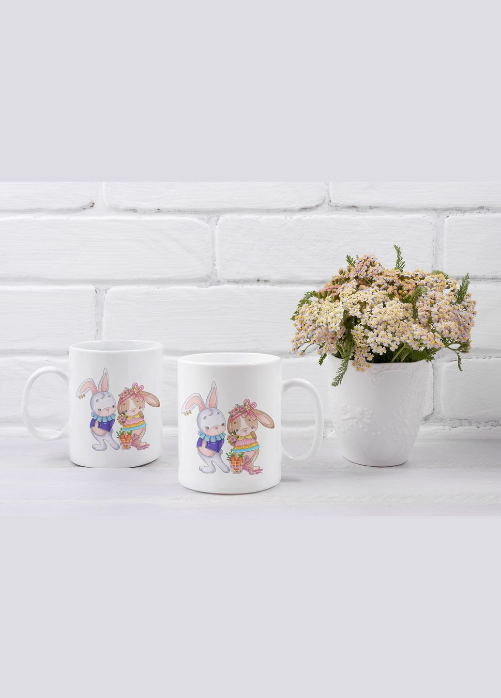 Парные чашки кружки Влюблённые зайки 2 для Влюблённых Белая 330 мл Orca (316259486)