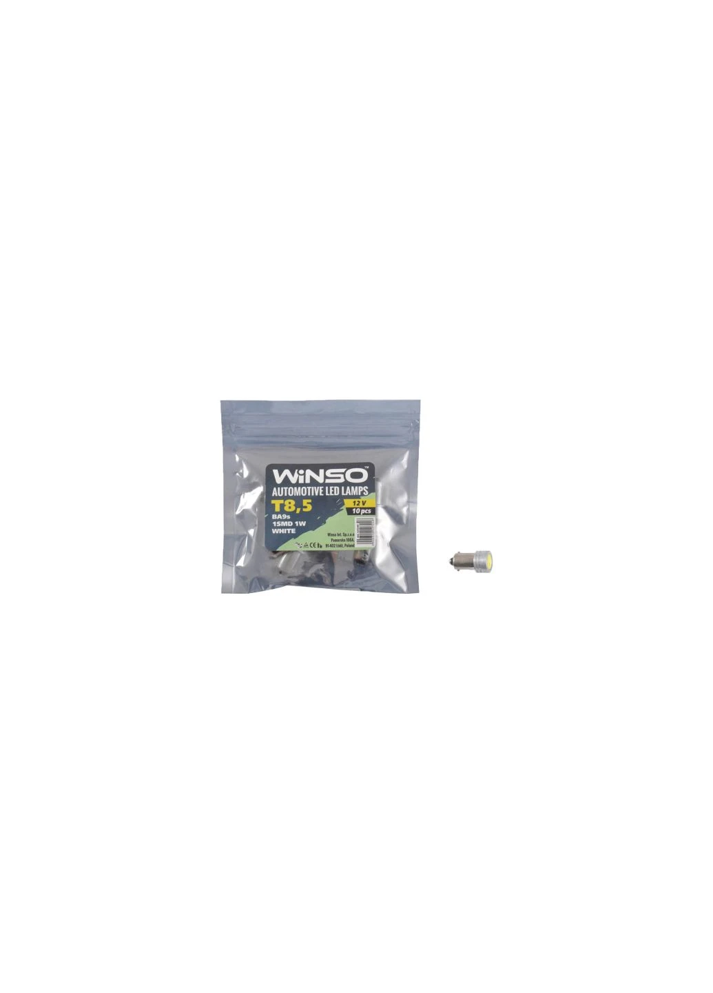 Автолампа (127240) Winso SMD T8.5 BA9s 1LED 1W white (277287522)