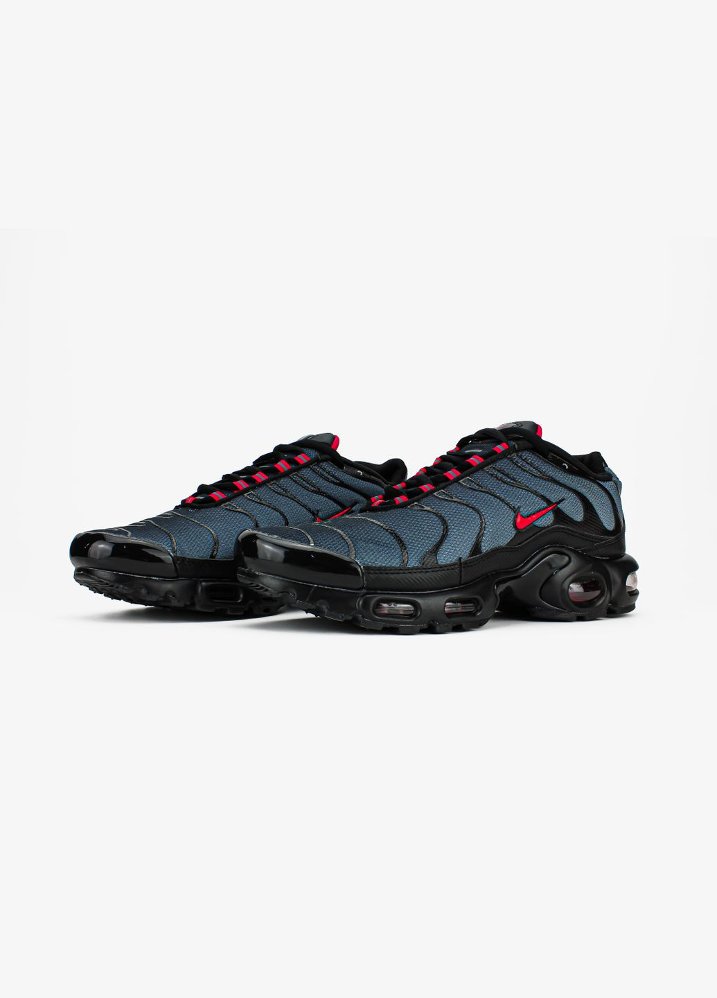 Чорні Осінні кросівки чоловічі nike air max plus black blue red | найк аір макс тн плюс чорні No Brand
