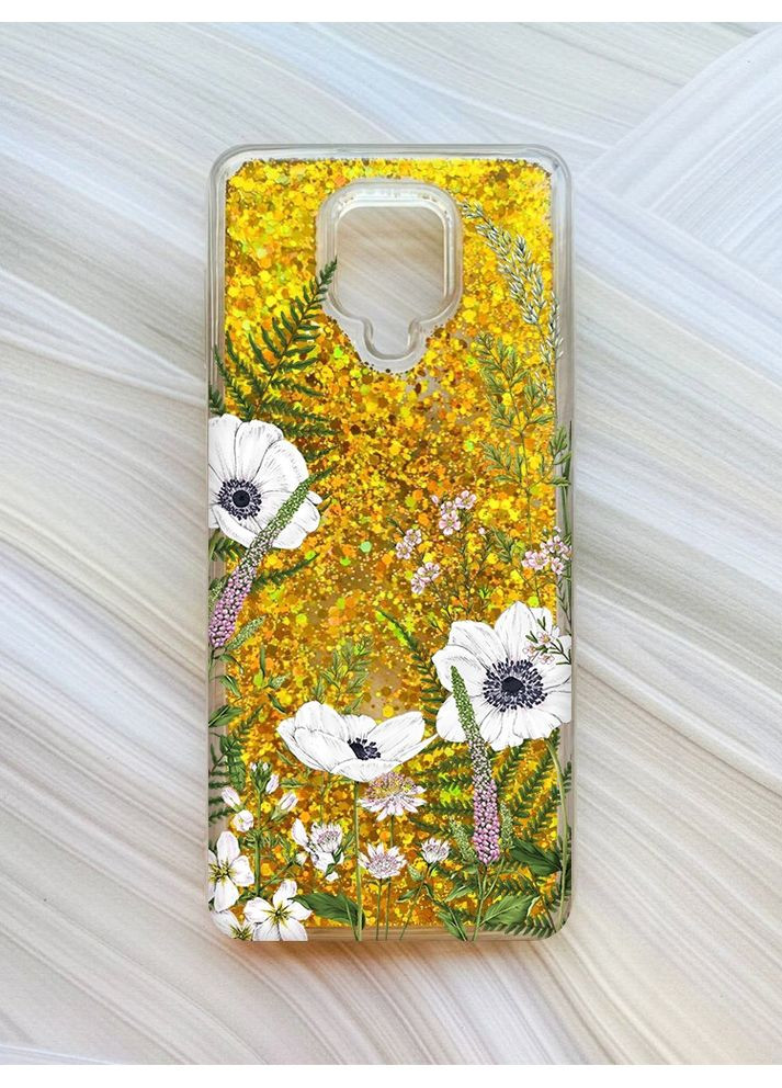 Чехол с плавающими блестками на Xiaomi Redmi Note 9 Pro/9S/9 Pro Max:: Цветы полевые (принт 363) Creative (360711774)