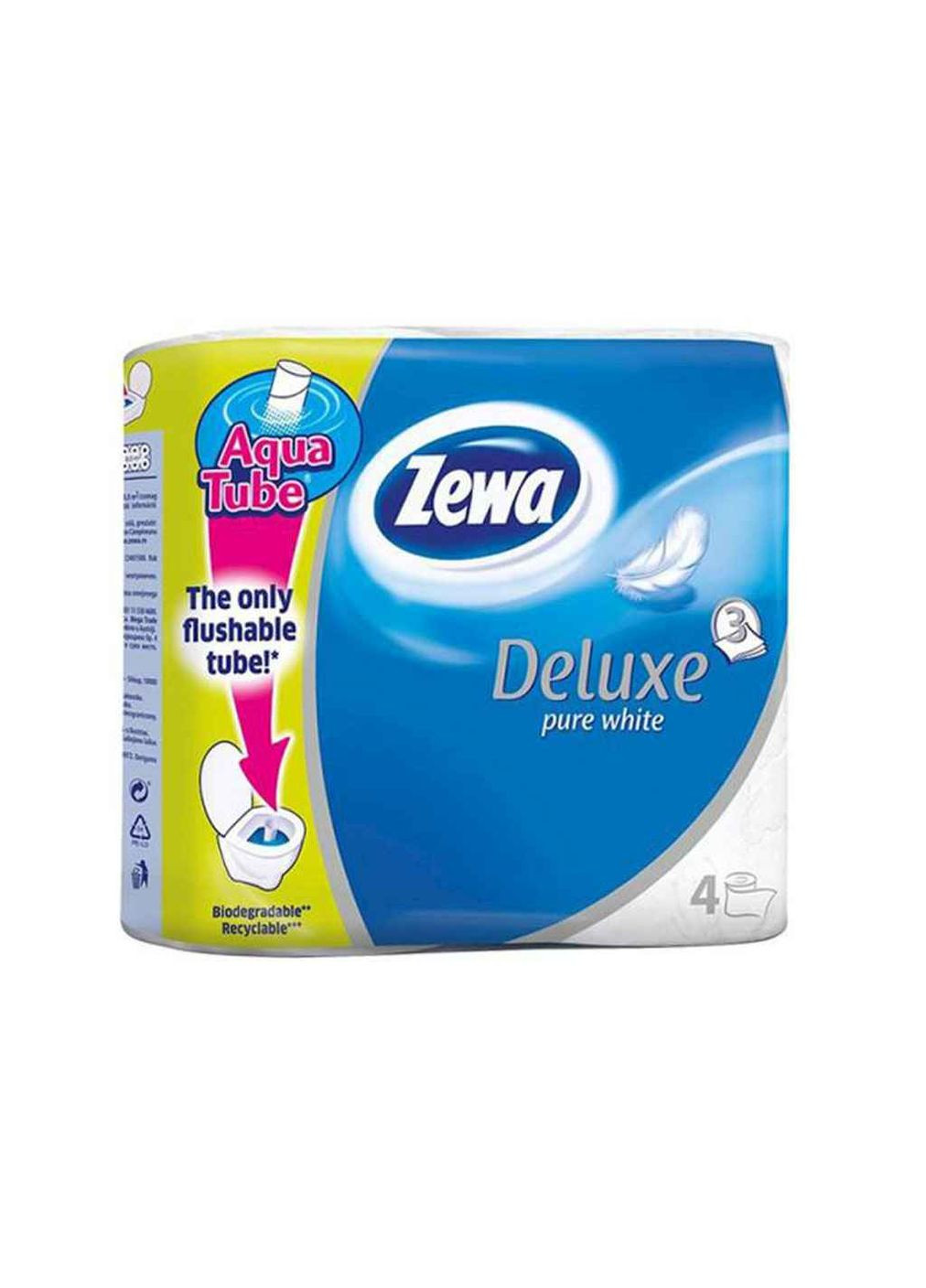 Туалетная бумага Deluxe белая, 3 слоя, 4 рулона Zewa (346393767)