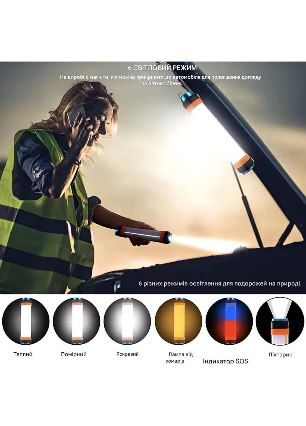 Кемпінговий ліхтар Т25 6в1 водонепроникний на акумуляторі з функцією повербанку 5200 мАг Smiling Shark (372474750)