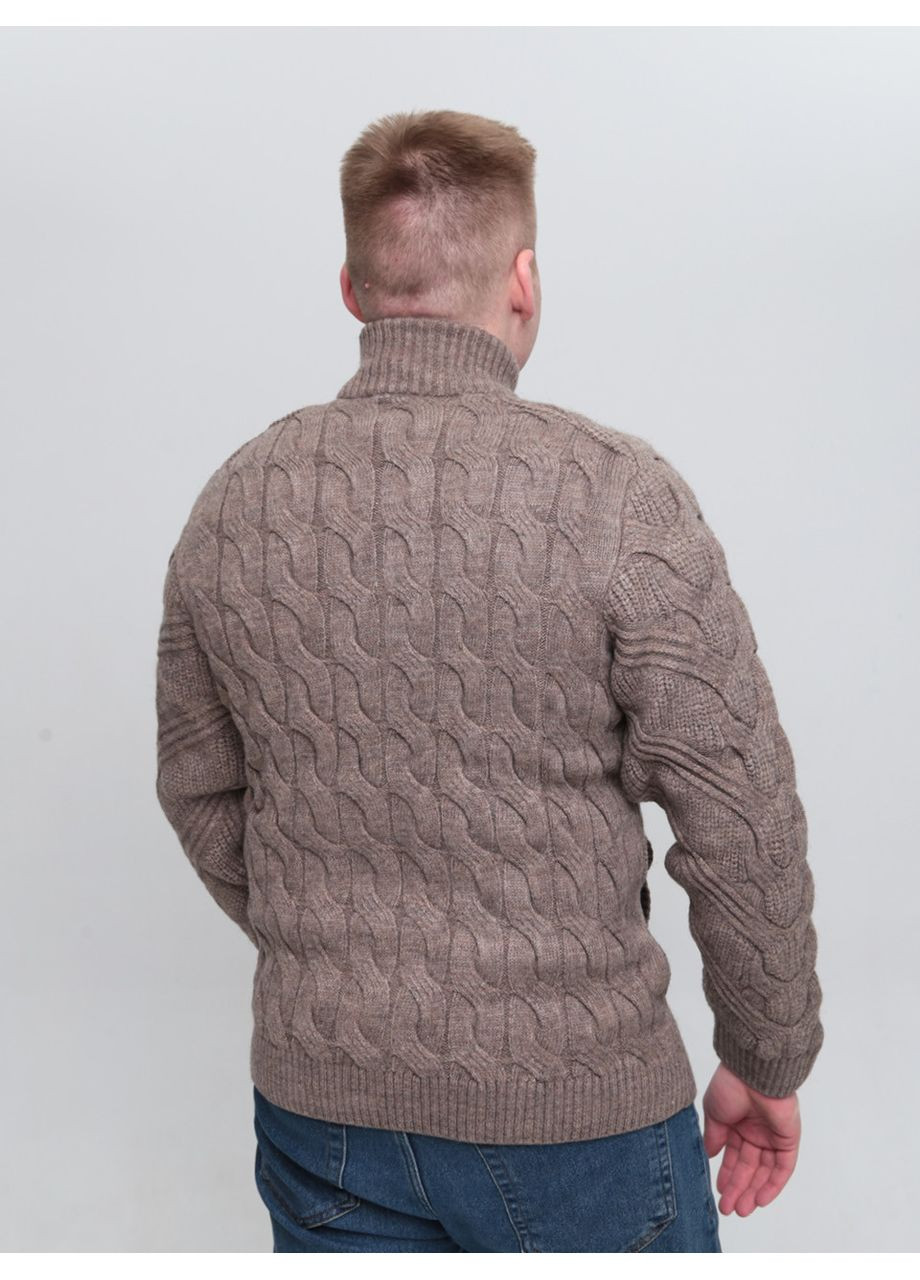 Бежевый зимний свитер мужской бежевый шерстяной на молнии большие размеры Pulltonic Пряма