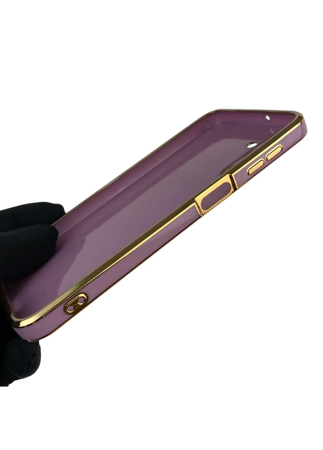 Чохол для Galaxy A24 (SM-A245F) глянцевий із захистом камери із золотою окантовкою на самсунг а24 чорничний gs1 Samsung (366229009)