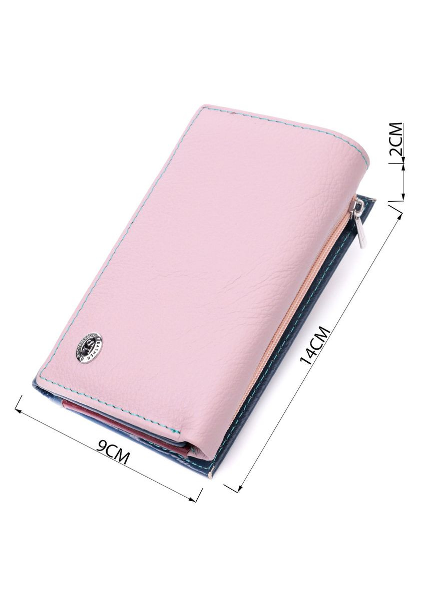 Практичный женский кошелек в три сложения из натуральной кожи 19445 Разноцветный st leather (329148748)