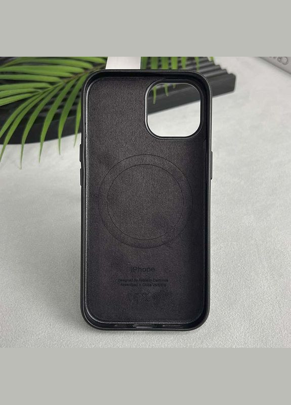 Кожаный чехол Leather Case (AAA) with MagSafe and Animation для Apple (6.7") Чёрный | Black Epik iPhone 15 Pro Max (300373189)