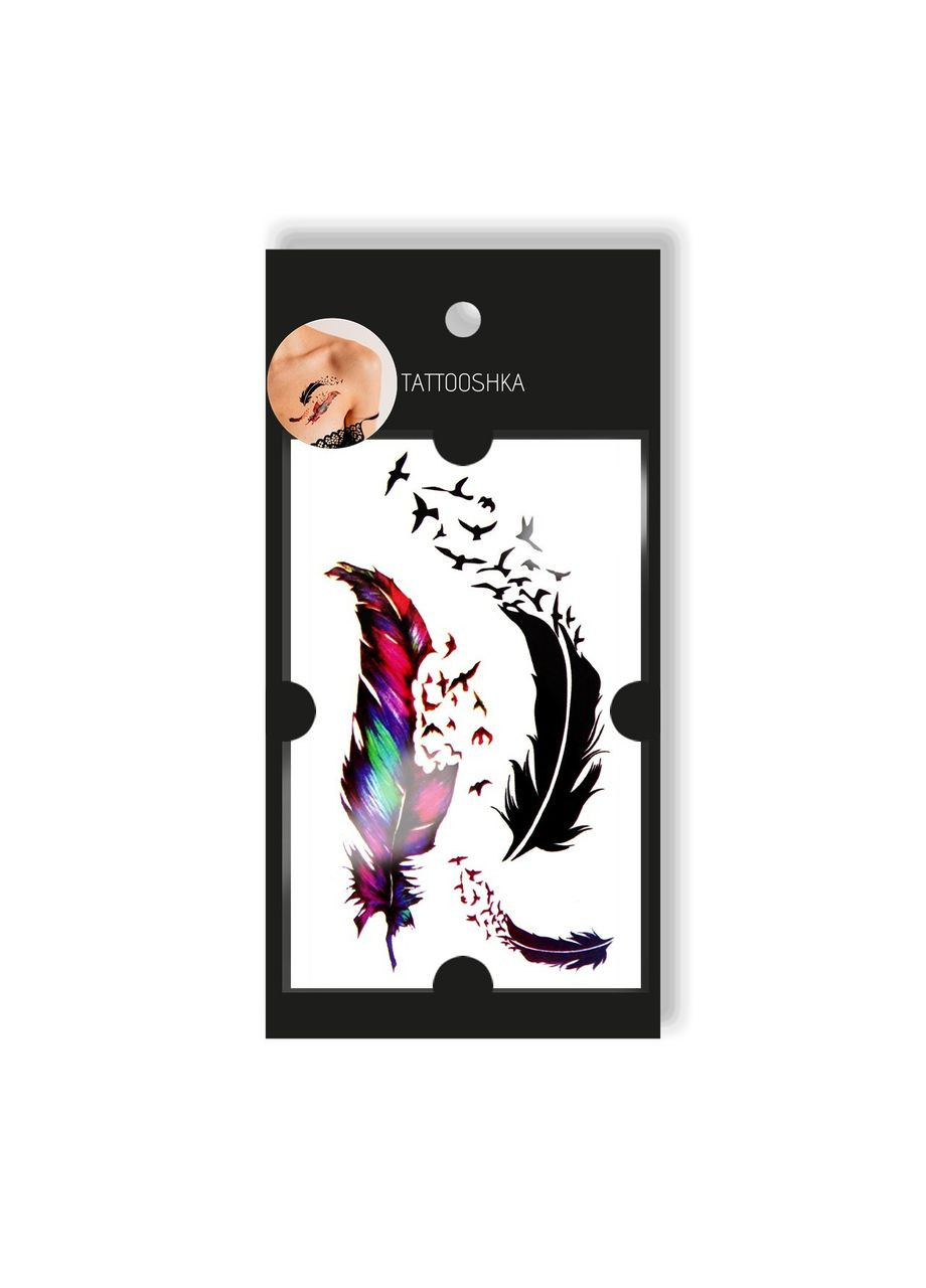 Набір тимчасових водостійких тату "2 пера" Tattooshka (314963895)