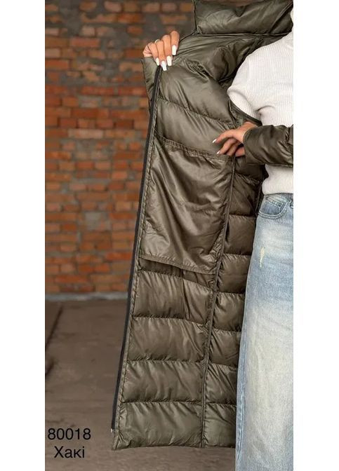 Оливкова (хакі) зимня жіноче пальто куртка єврозима куртка-пальто No Brand