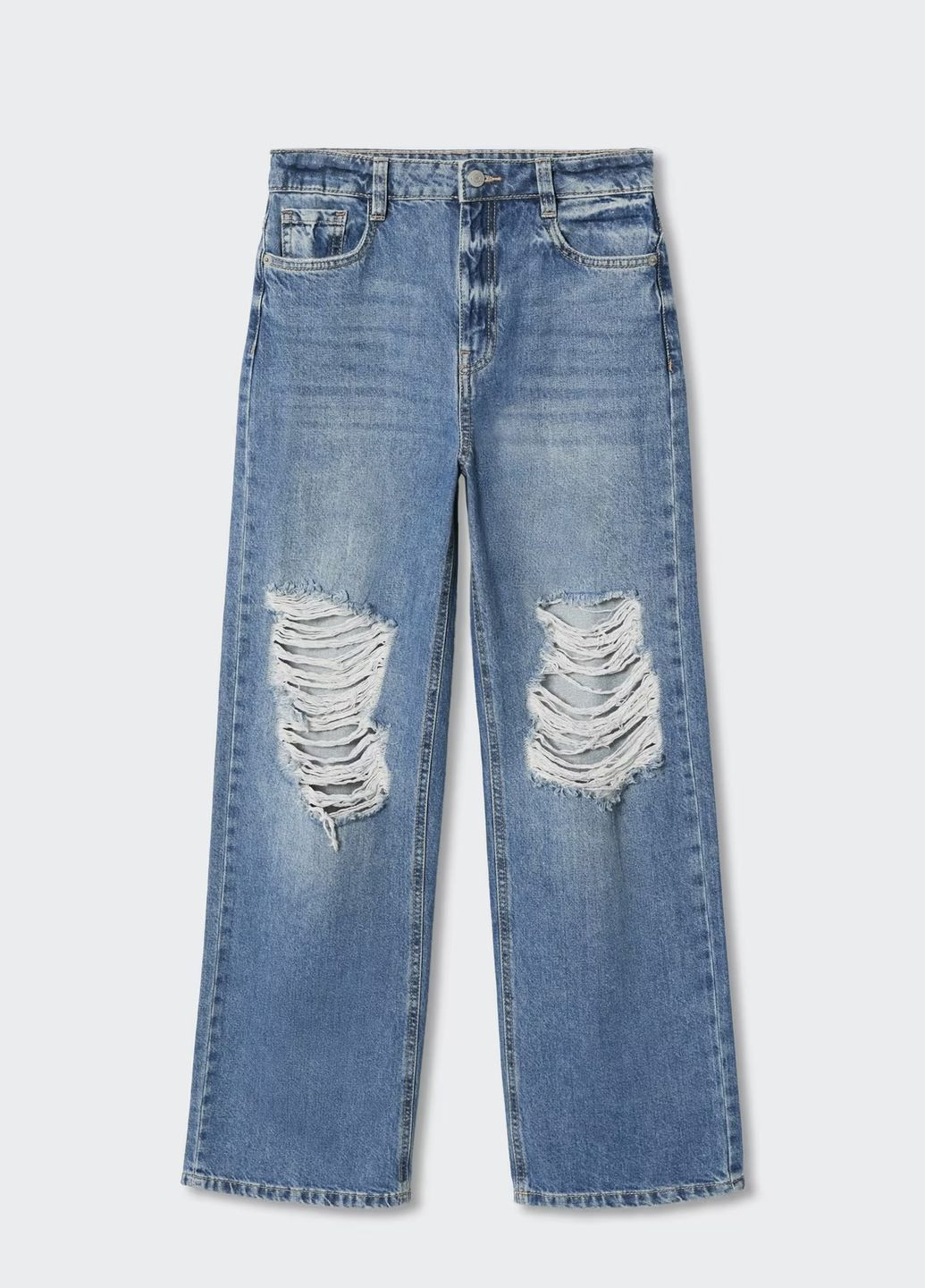 Синие демисезонные прямые джинсы teen Mango
