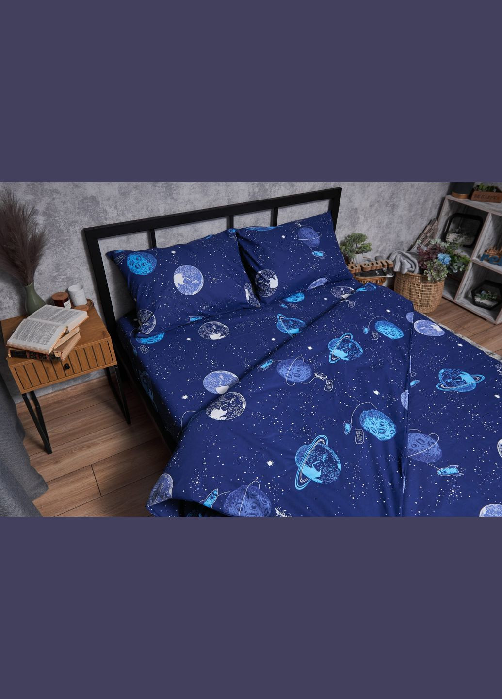 Комплект постільної білизни Бязь Gold Люкс «» King Size 220x240 наволочки 4х70х70 (MS-820004799) Moon&Star Planets (293148024)