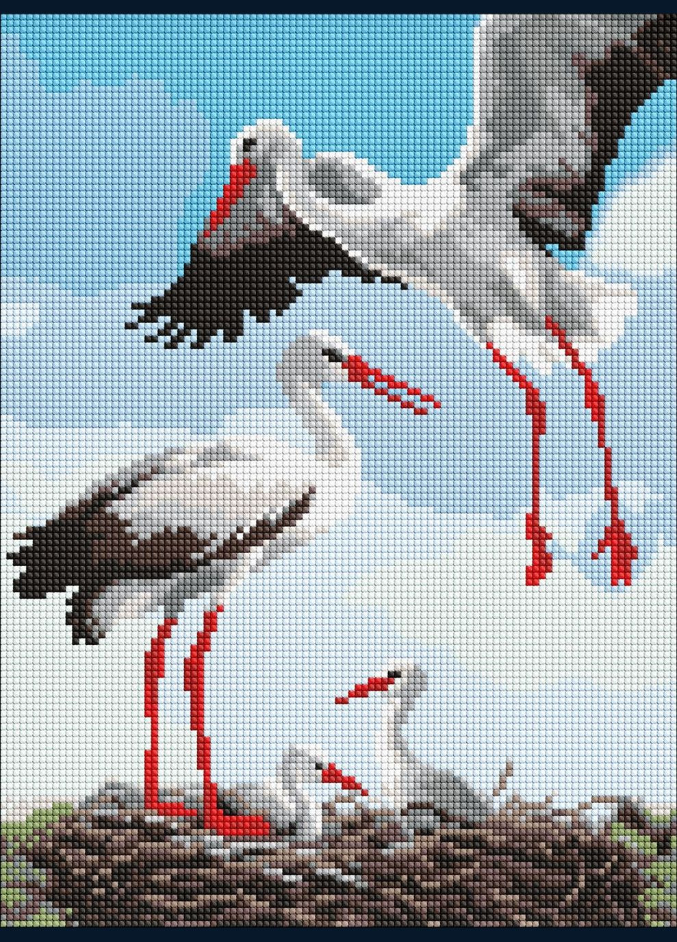 Алмазна мозаїка "Сім'я лелек" ©art_selena_ua, 30х40 см, AMO8063 IDEYKA (322317170)