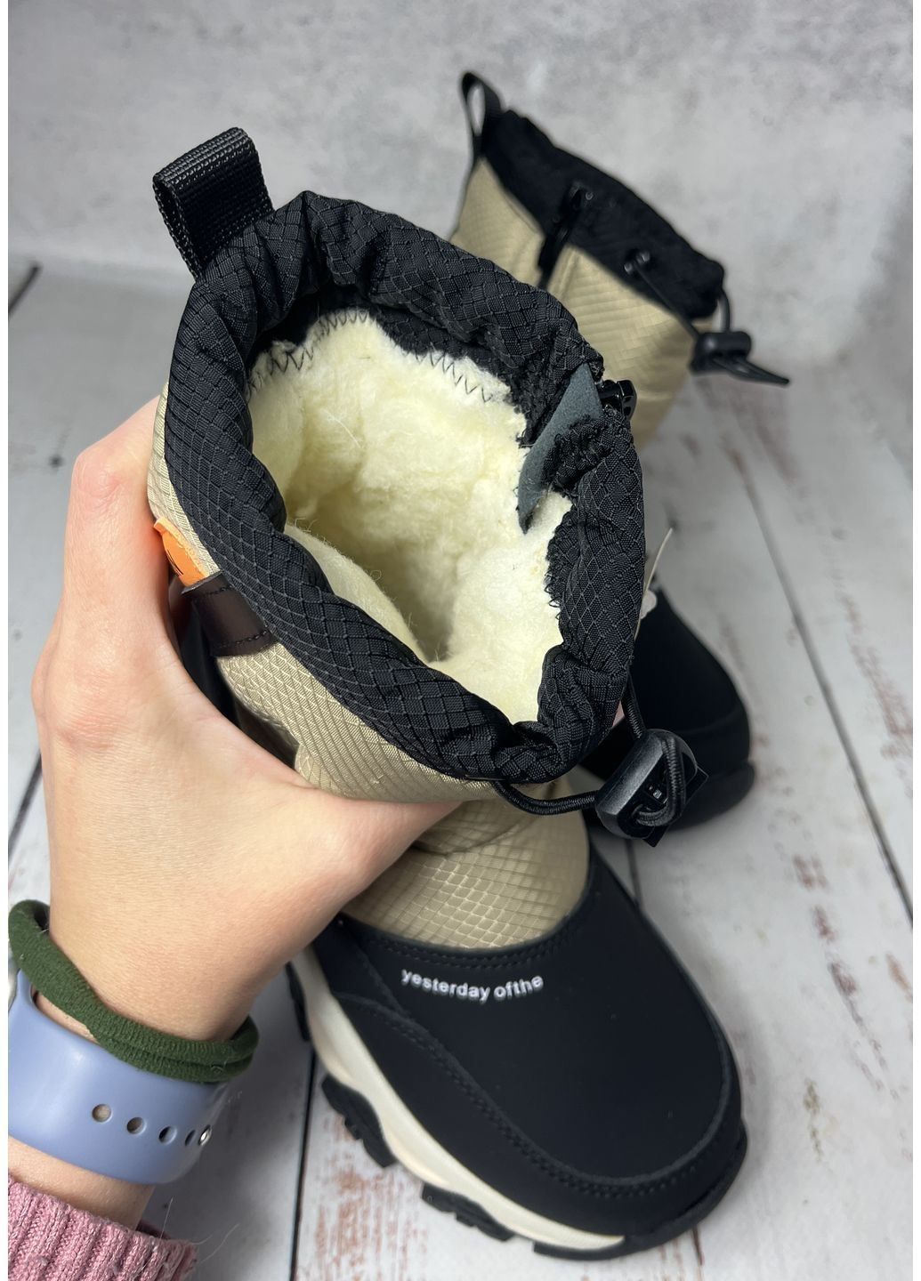 Цветные сапоги дутики зимние детские черно-бежевый (678) Jong Golf на молнии