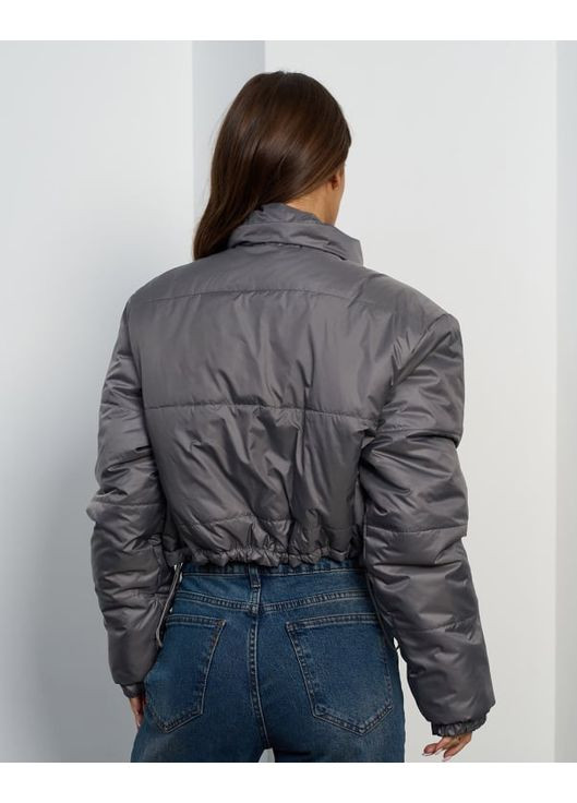 Серая зимняя короткая куртка на пуху ISSA PLUS 15455