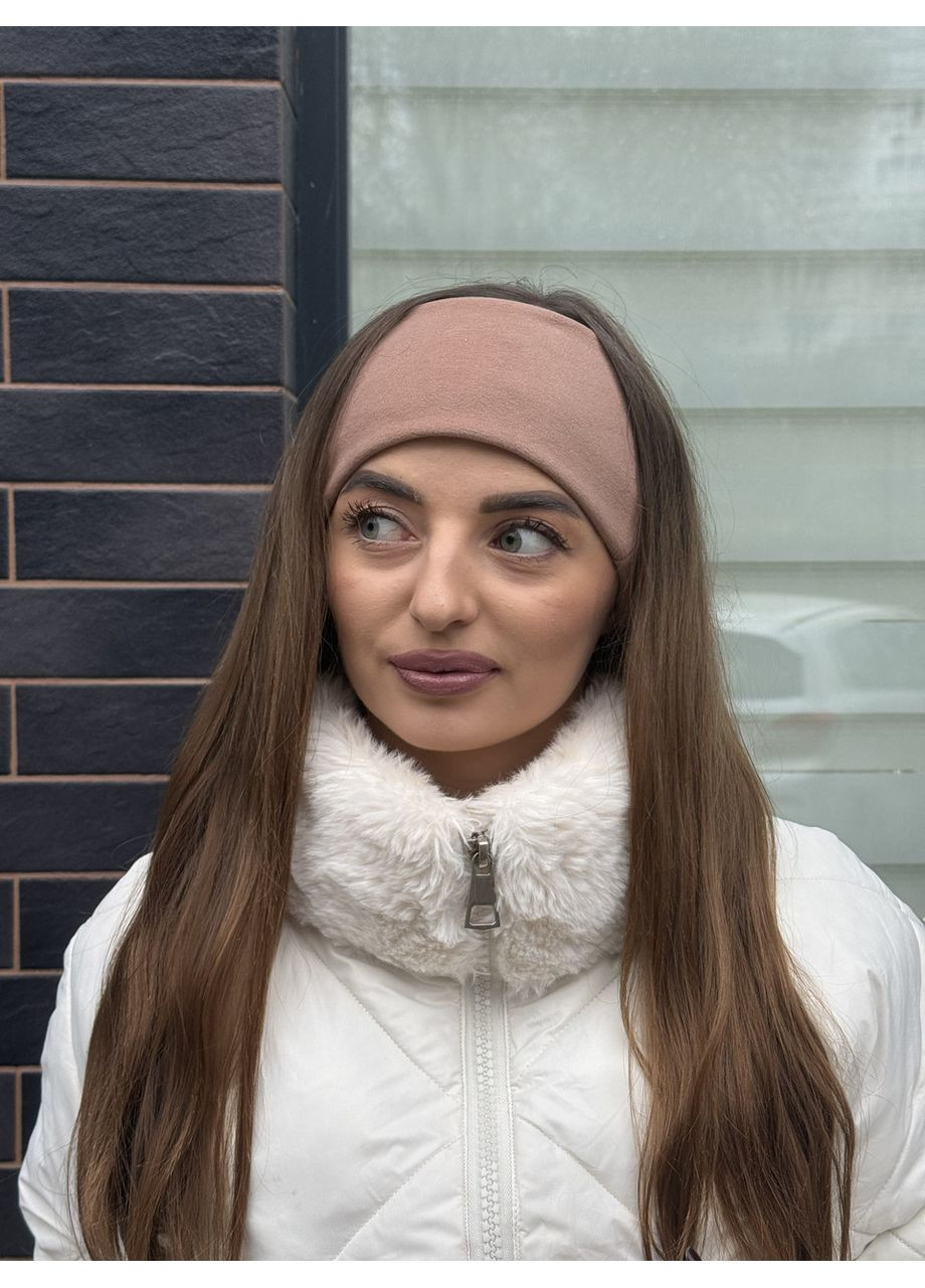 Пов'язка на голову жіноча тепла бежева No Brand (369720381)