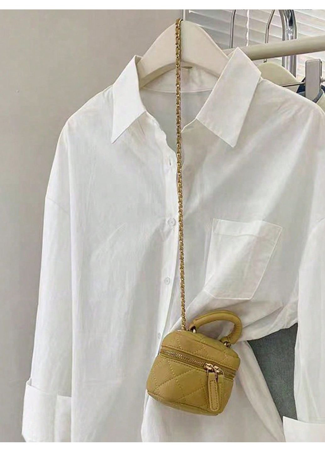 Белая повседневный рубашка однотонная SHEIN