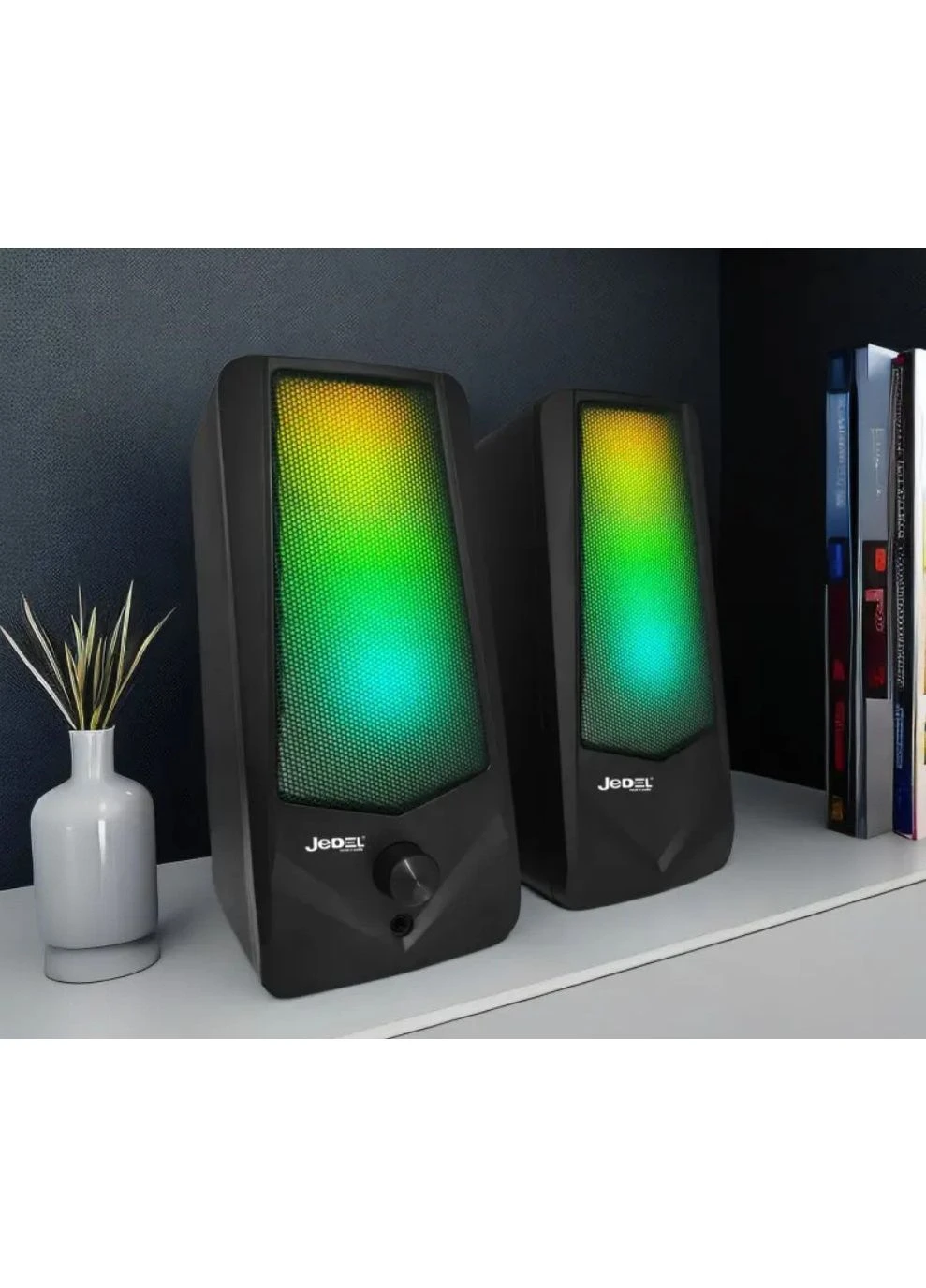Колонки компьютерные с RGB подсветкой JEDEL USB 2.0 стереоколонка Bluetooth 5.0 с RGB-подсветкой, 50 Гц-20 кГц, 19×8 см No Brand (362732083)