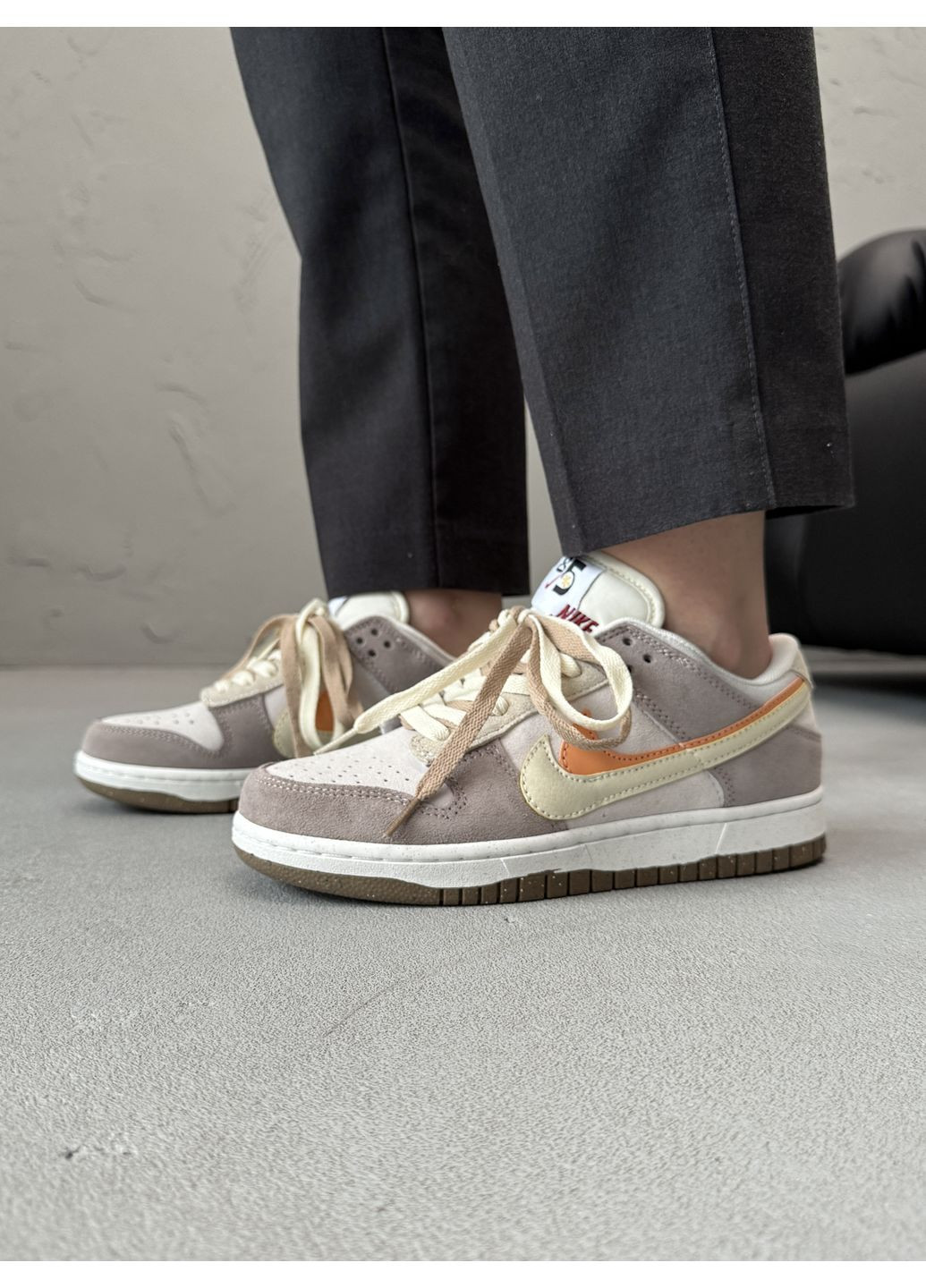 КРОССОВКИ ЖЕНСКИЕ NIKE SB DUNK LOUW 85 DOUBLE BROWN / BEIGE / ORANGE НАЙК СБ ДАНК No Brand бежевые демисезоны (368869902)