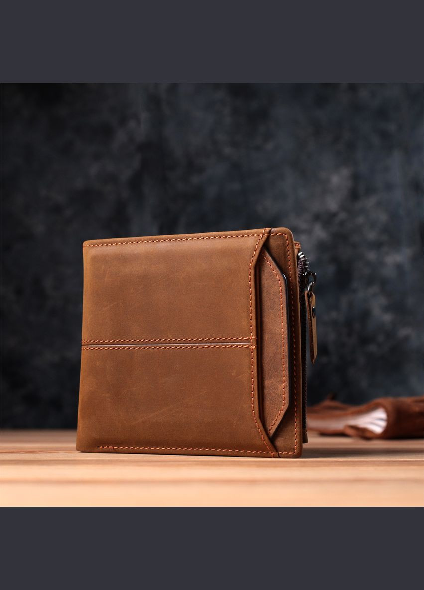 Практичний гаманець для чоловіків із натуральної шкіри коричневий 22856 Vintage (329196758)