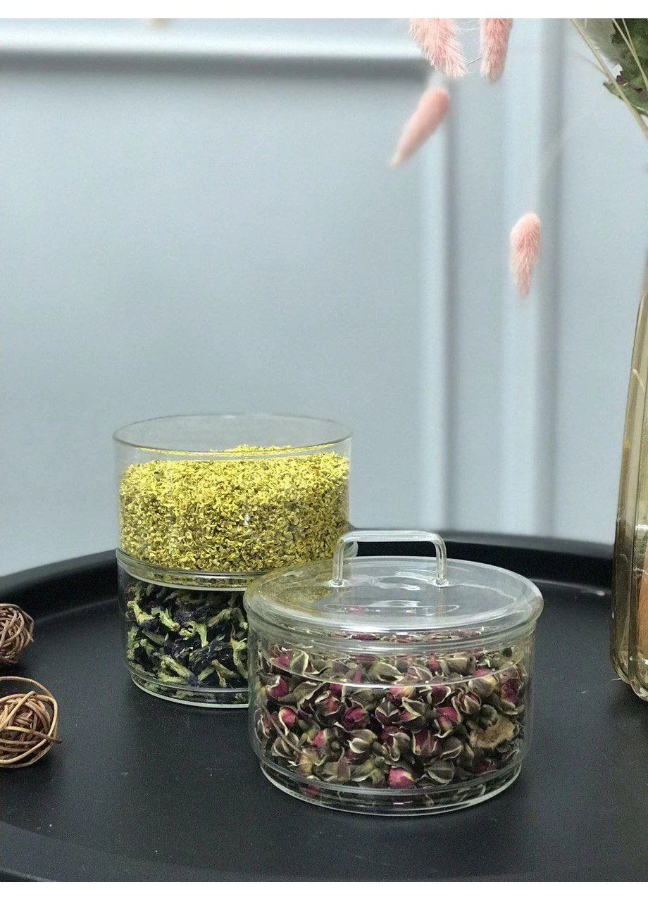 Банка три-рівнева скляна "Кристал", висота 20см, діаметр 12см, 3шт*150г No Brand (393798892)