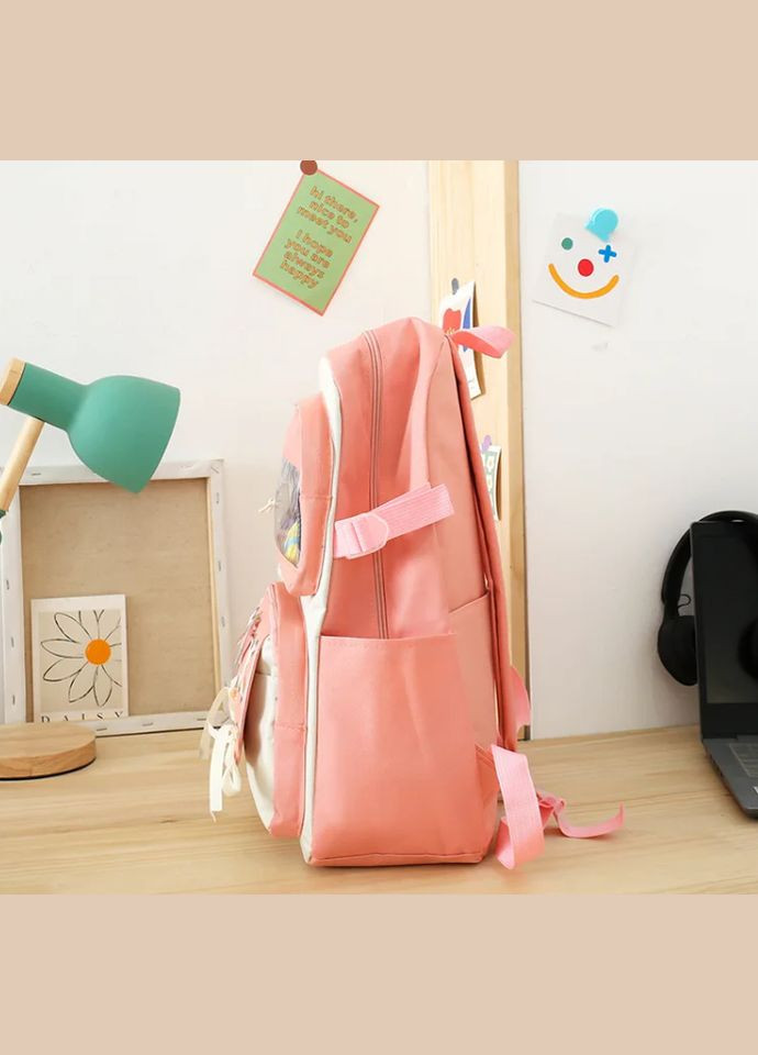 Школьный рюкзак в наборе 5в1. Рюкзак, сумка-шопер, пенал, бананка, косметичка для девочки. No Brand (296932683)