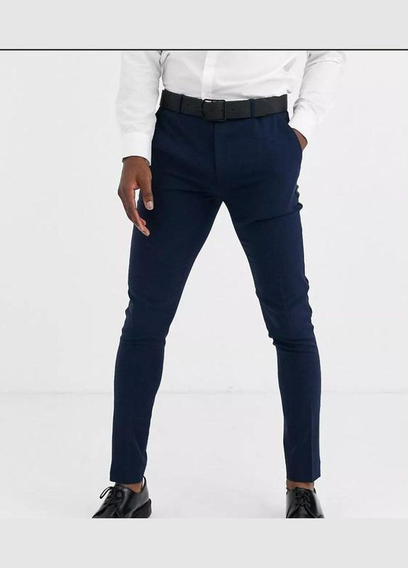 Штани смокін, чоловічі сині Asos скінні (297135738)