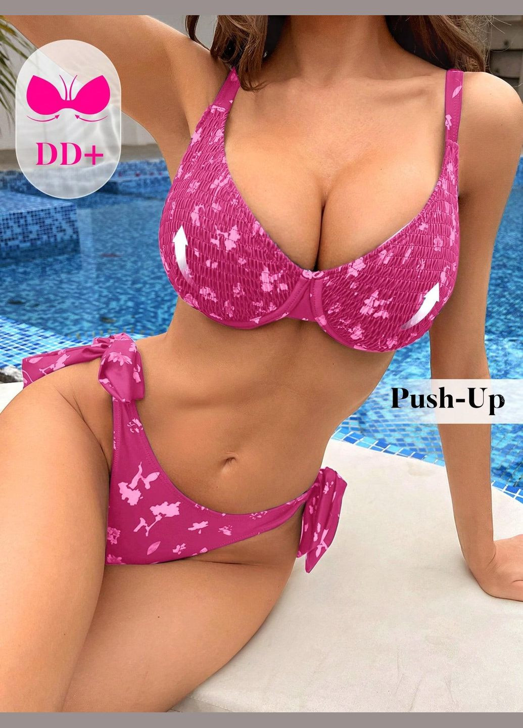 Рожевий літній купальник (ліф та трусики) роздільний SHEIN