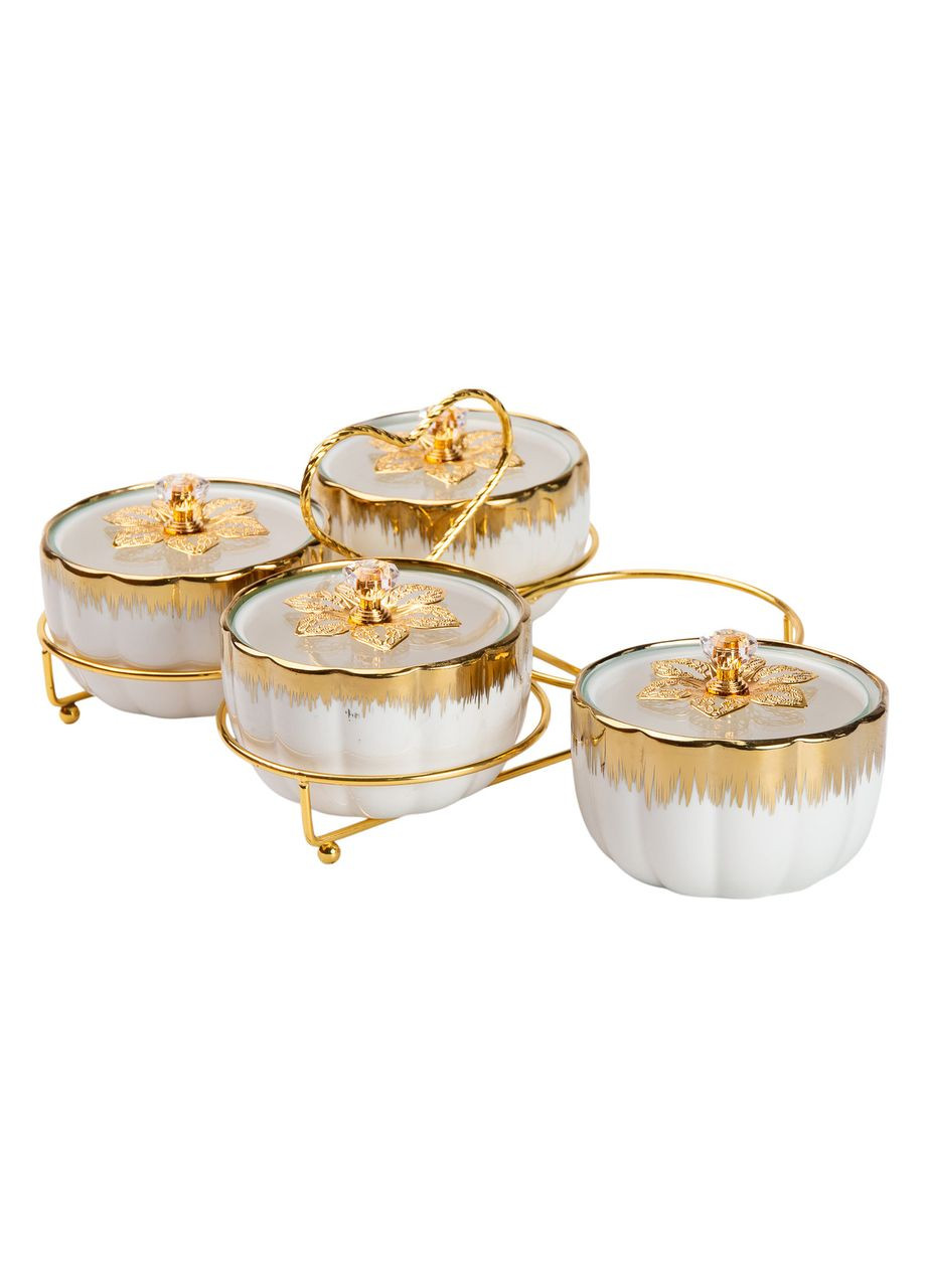 Менажница керамическая на металлической подставке на 4 секции Yiwu (315637798)