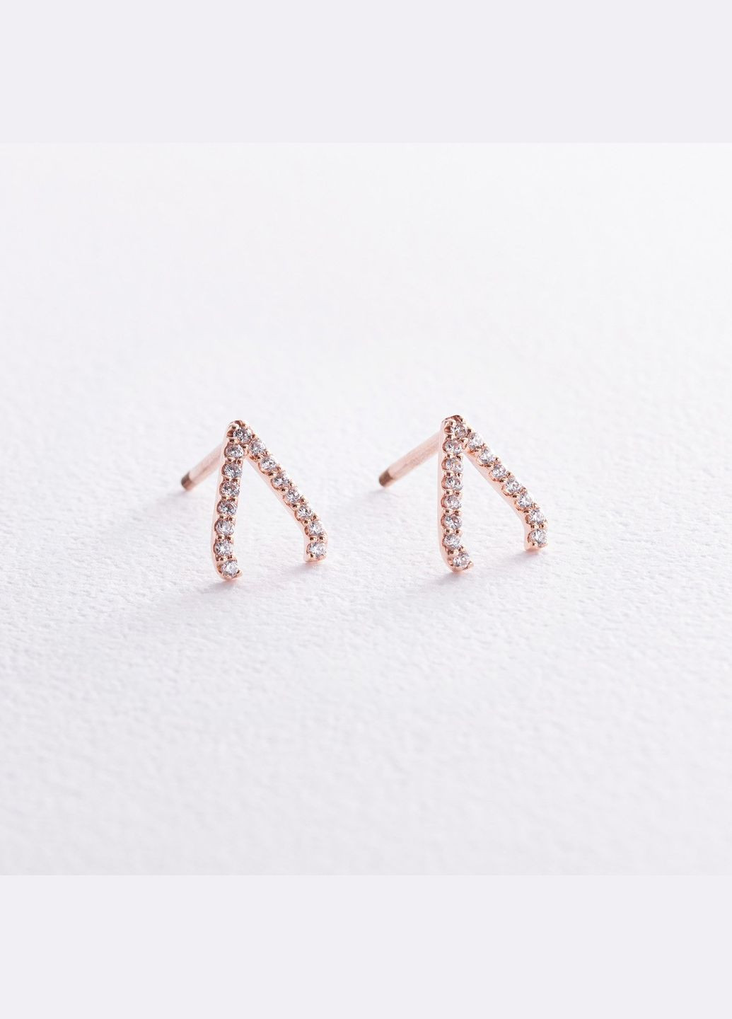 Сережки - пусети Акцент з фіанітами (червоне золото) с08473 Oniks (264023315)