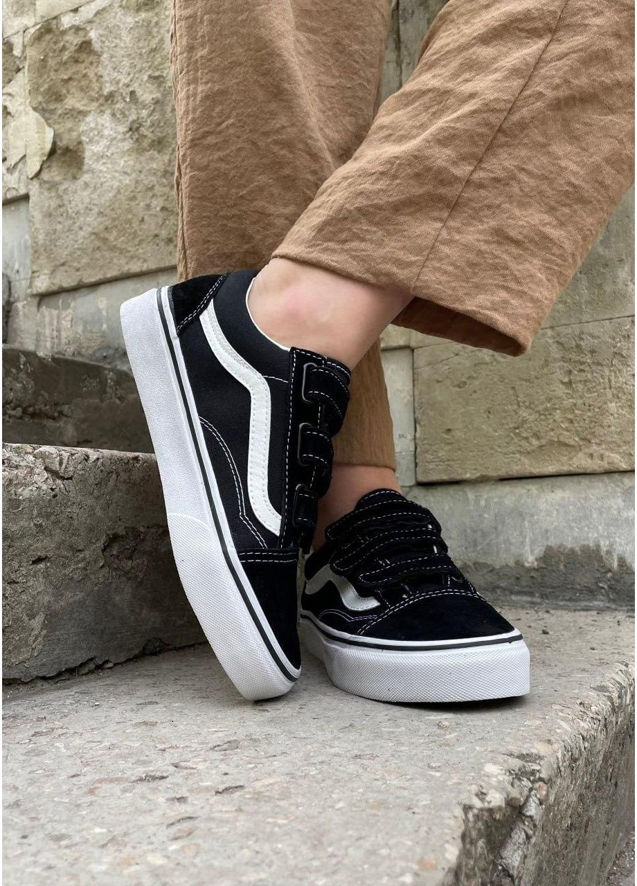 КЕДЫ ЖЕНСКИЕ VANS OLD SKOOL V BLACK WHITE ВАНС ОЛД СКУЛ No Brand чёрные демисезоны (368868342)