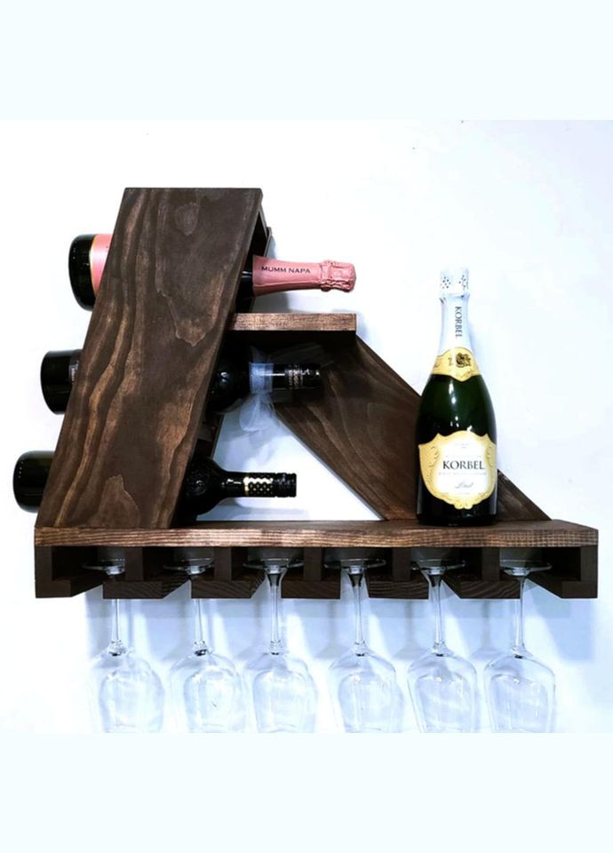 Настінна винна полиця з дерева Імабарі капучино (ПНК-006709) No Brand (327423889)