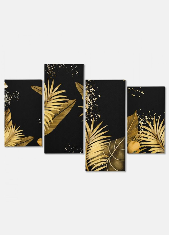 Модульная картина из четырех частей 129x90 см Золотое Листья (MK412809) Malevich Store (333339024)