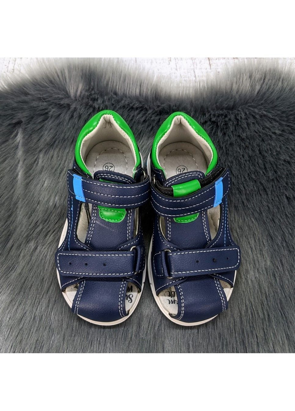 Темно-синие повседневные босоножки детские сандалии для мальчика С.Луч на липучке