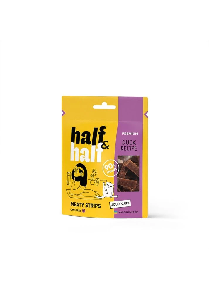 Лакомства HalfHalf мясные полоски для кошек, с уткой 50 г Half&Half (381178306)